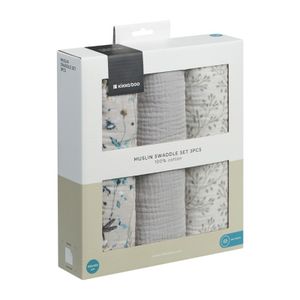 Kikka Boo Muslin pelene Dreamy Fields Grey 100x100cm, 3kom