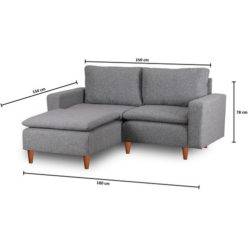 Atelier Del Sofa Kutna garnitura, Svijetlo siva, Lungo Mini - Light Grey slika 8