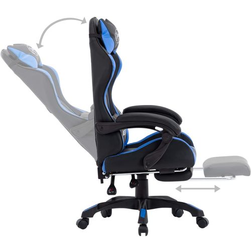 Igraća stolica od umjetne kože s osloncem za noge plavo-crna slika 21