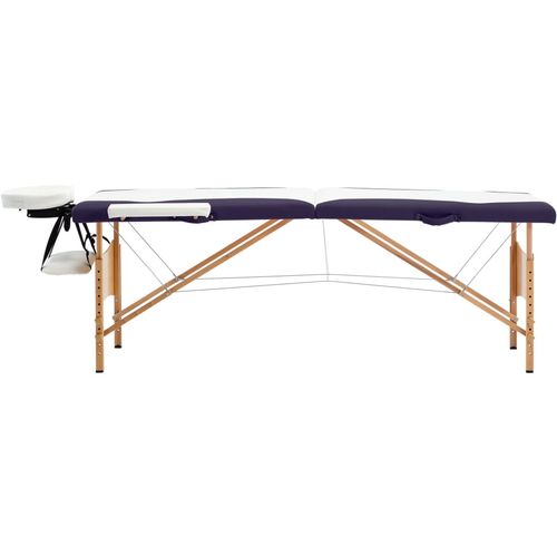 Sklopivi masažni stol s 2 zone drveni bijelo-ljubičasti slika 11