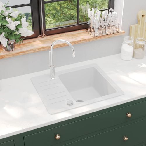 Granitni kuhinjski sudoper s jednom kadicom bijeli slika 10