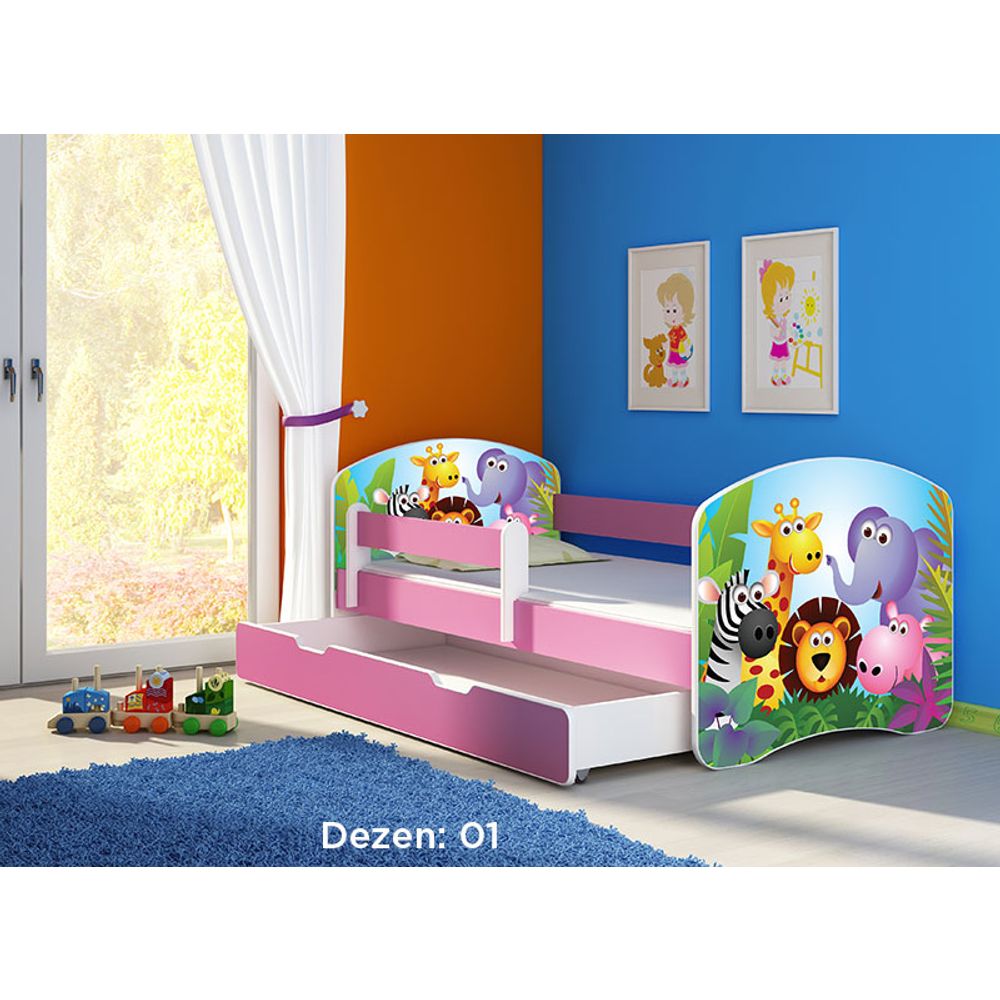 ACMA Dječiji krevet Acma II sa ladicom Pink - 160x80cm - Dezen 01 slika 2