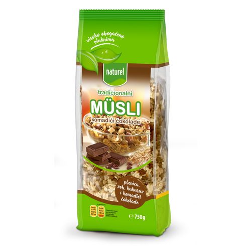 Naturel tradiconalni muesli s komadićima čokolade 750g slika 1