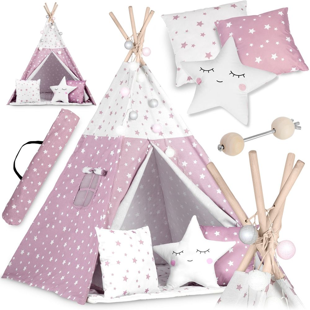 Nukido Teepee šator za djecu s svjetlima -bijelo rozi slika 1