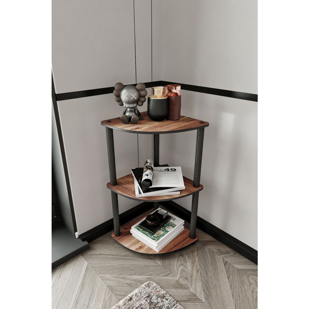  Bookshelf Bookcase 3-Tiers Corner, colour Walnut slika 1