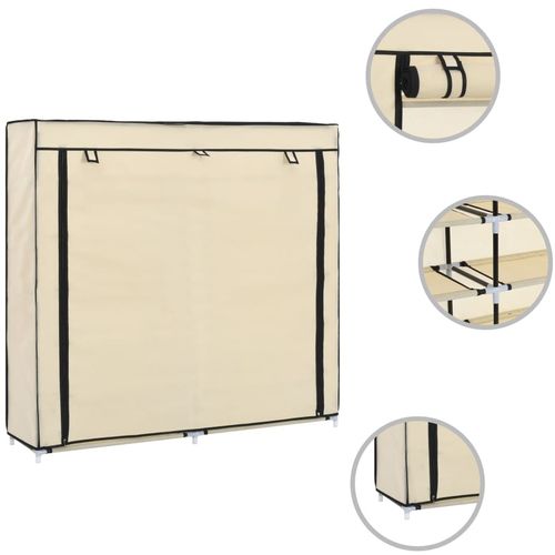 282433 Shoe Cabinet with Cover Cream 115x28x110 cm Fabric slika 27