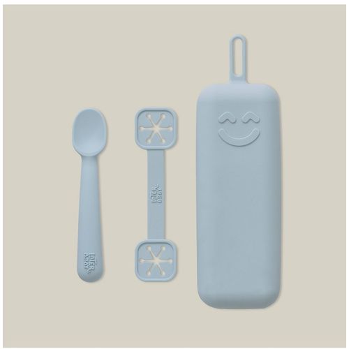 Interbaby set silikonskog pribora za jelo Blue Grey slika 4