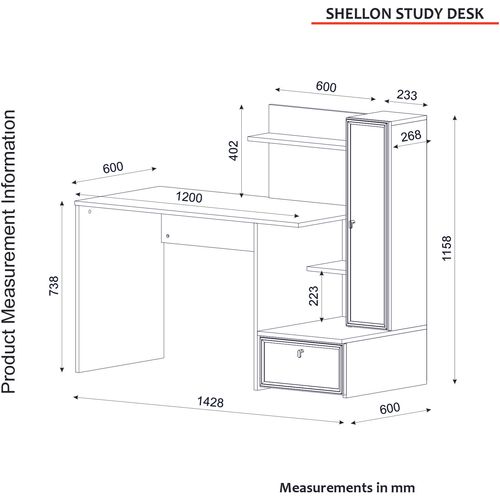 Woody Fashion Radni stol, Bijela boja, Shellon - White slika 8