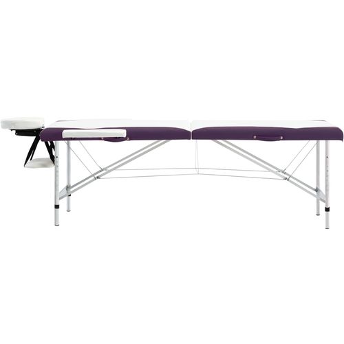 Sklopivi masažni stol s 2 zone aluminijski bijelo-ljubičasti slika 3