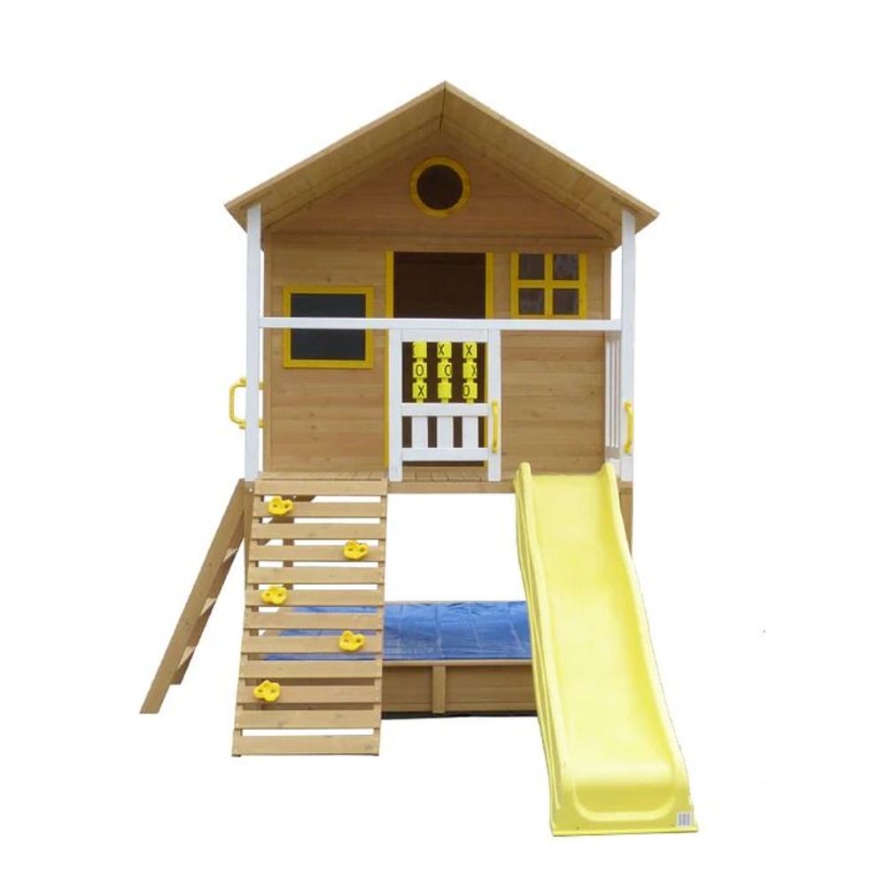 Kinder Home Drvena kućica za djecu sa pješčanikom i toboganom slika 3
