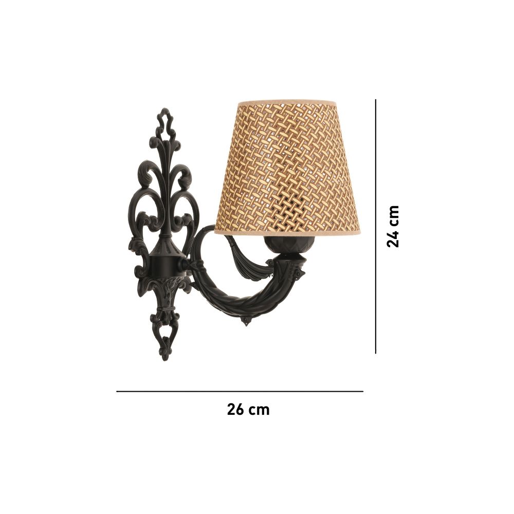 Lampa za zid Lily Hazeran - Prirodna, Crna Prirodna slika 4