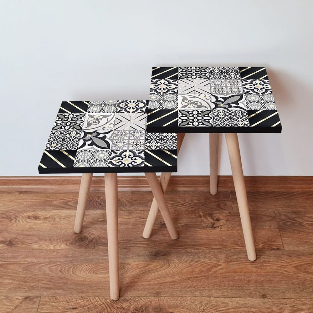 Nesting stolovi 2Shp384 - (2 komada) - boje: crna, bijela, zlatna slika 1