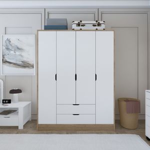 Nisan 1600-018 Light Walnut
White Wardrobe