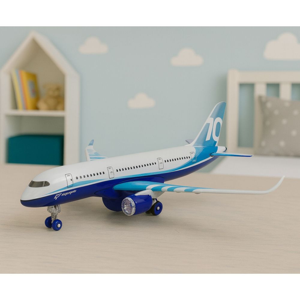 Putnički avion s povlačivim motorom, metalni, svjetla, zvukovi, 23 cm slika 3