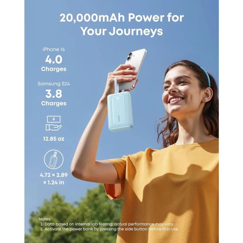 Anker Zolo powerbank 20000 mAh 45W s ugrađenim USB-C kabelom, crna slika 6