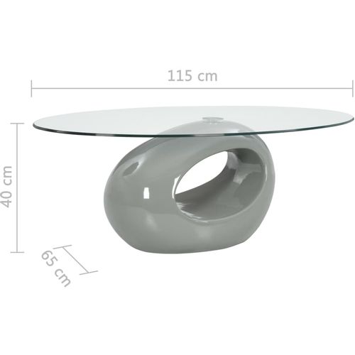 Stolić za kavu s ovalnom staklenom pločom sivi visokog sjaja slika 20