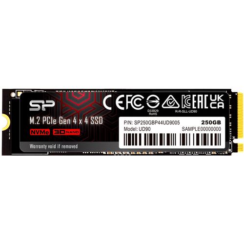 Silicon Power SP250GBP44UD9005 M.2 NVMe 250GB SSD, UD90, PCIe Gen 4x4, 3D NAND, Read up to 4,800 MB/s, Write up to 4,200 MB/s (single sided), 2280 slika 1