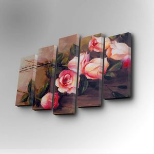 5PUC-007 Multicolor Decorative Canvas Painting (5 Pieces)