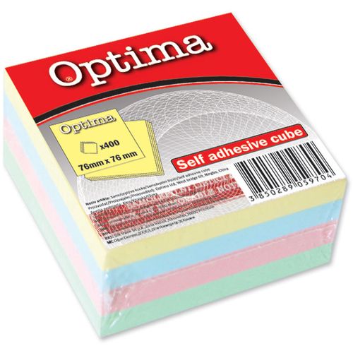 Blok samoljepljivkocka 76x76 pastel 4 boje OPTIMA 400L 22916 slika 1