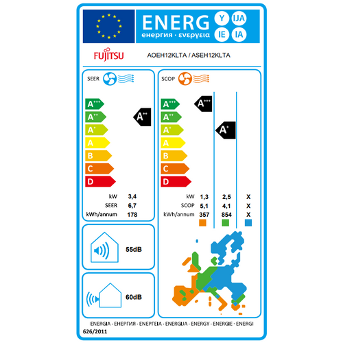 Fujitsu Basic ECO Inverter klima uređaj 3.4 kW ASEH12KLTA/AOEH12KLTA slika 5