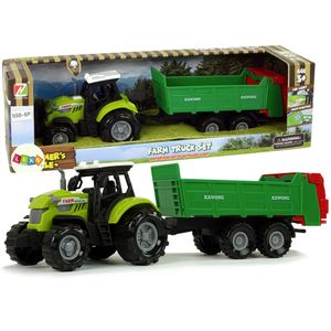 Zeleni traktor s velikom prikolicom i zvučnim efektima