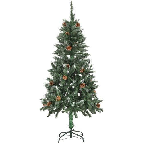 Umjetno božićno drvce sa šiškama i bijelim sjajem 150 cm slika 3
