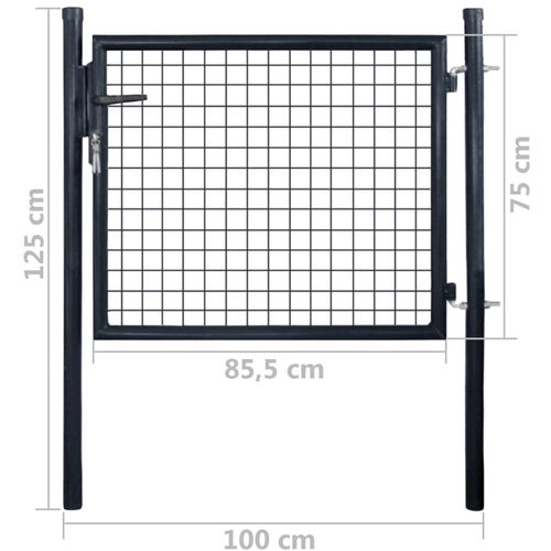 Mrežasta vrtna vrata od pocinčanog čelika 85,5 x 75 cm siva slika 7