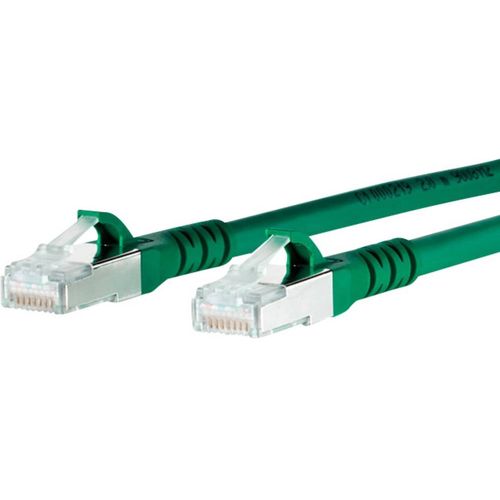 Metz Connect 1308451555-E RJ45 mrežni kabel, Patch kabel cat 6a S/FTP 1.50 m zelena sa zaštitom za nosić 1 St. slika 1