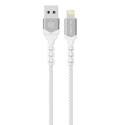 BLAVEC RAPTOR KABEL OPLETENI – USB NA LIGHTNING – 2.4A 0.5 METARA – bijelo-srebrni slika 2