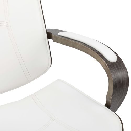 Okretna uredska stolica od umjetne kože i savijenog drva bijela slika 21