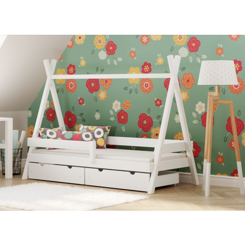 Drveni dječji krevet Tipi Plus sa ladicama - 180x80cm - Bijeli slika 1