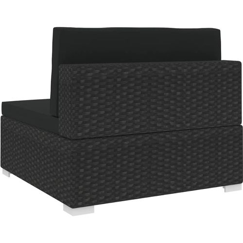 Modularna srednja fotelja s jastucima 1 kom od poliratana crna slika 37