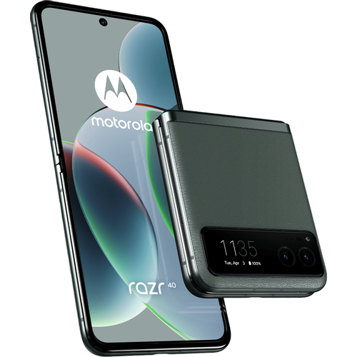 Motorola Moto razr 40 DS Sage Green PAYA0021RS Motorola Moto razr 40, XT2323-1,  6.9" Flex V. AMOLED 1080x2640 px,144Hz, 21:9, Second AMOLED 1.5" 194 x 368px, SM7450-AB 8 Core, 8GB/256GB, Main 64MP+13MP wide, AF, Las. AF, Front 32MP,AGPS,LTEPP,SUPL,GLON., BT 5.3, NFC, Type-C, 4200mAh, S. Green slika 1