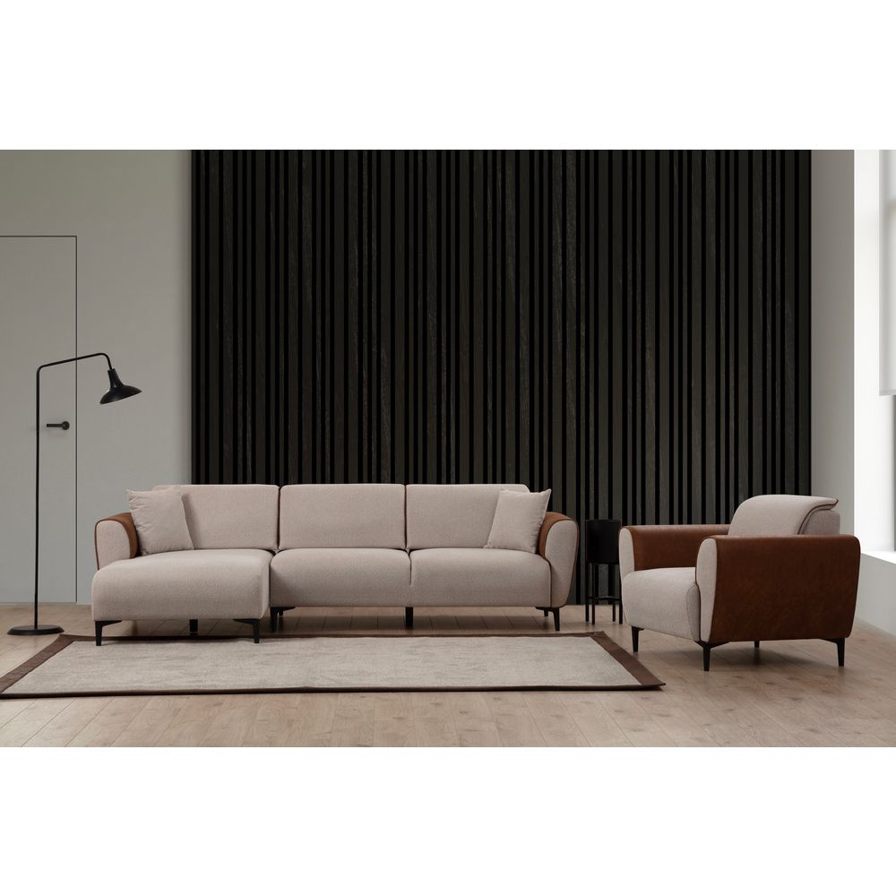 Ugaona Sofa na Razvlačenje Aren Left - Bež Cimet slika 2