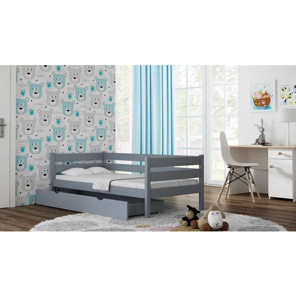 Drveni dječiji krevet Karo Z sa dodatnim krevetom, Sivi - 180x80 cm slika 1