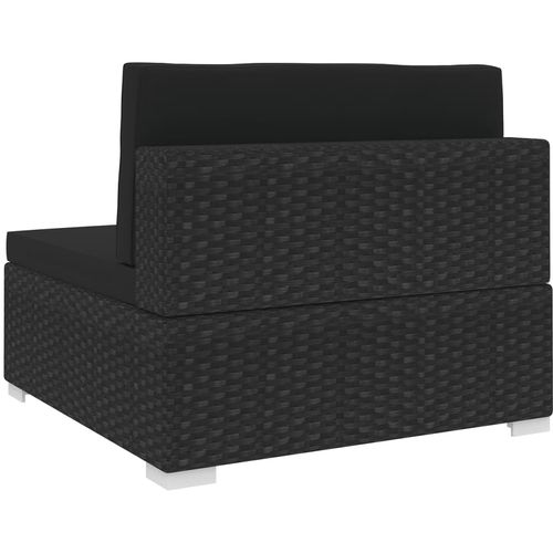 Modularna srednja fotelja s jastucima 1 kom od poliratana crna slika 31