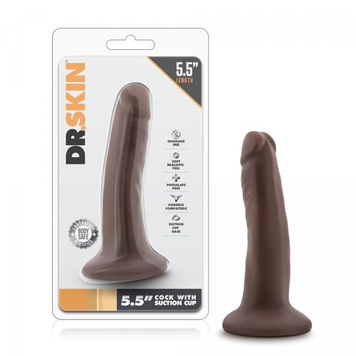 Dildo Dr. Skin, 14 cm, tamno smeđi slika 7