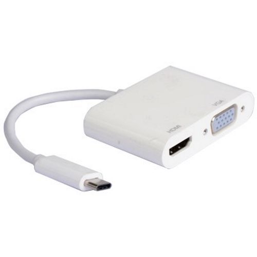 E-GREEN Adapter USB 3.1 tip C (M) - HDMI + VGA (F) beli slika 1