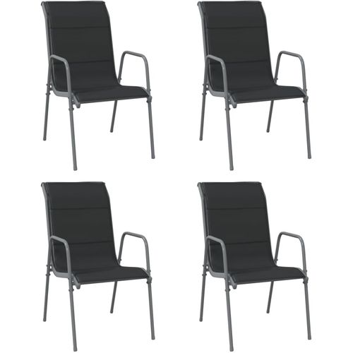 Vrtne stolice 4 kom od čelika i tekstilena crne slika 2