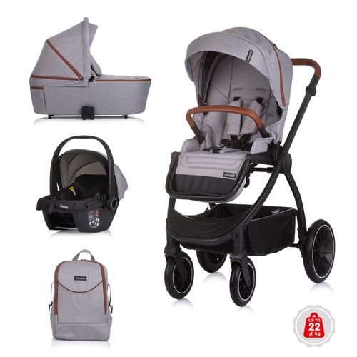 Chipolino dječja kolica 3u1 "Prestige" Cloud Grey slika 2