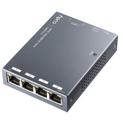 Cudy FS1006PL 6-Port 10/100M PoE+ Switch, 60W external, max 32W/PoE, UPLINK, 250m, 4KV protection slika 3