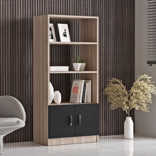 Woody Fashion Polica za knjige, hrast Crno, Vario D - Oak, Black slika 1