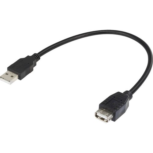 Renkforce USB kabel USB 2.0 USB-A utikač, USB-A utičnica 0.16 m crna fleksibilni kabel s dugim vratom, pozlaćeni kontakti RF-3999453 slika 3