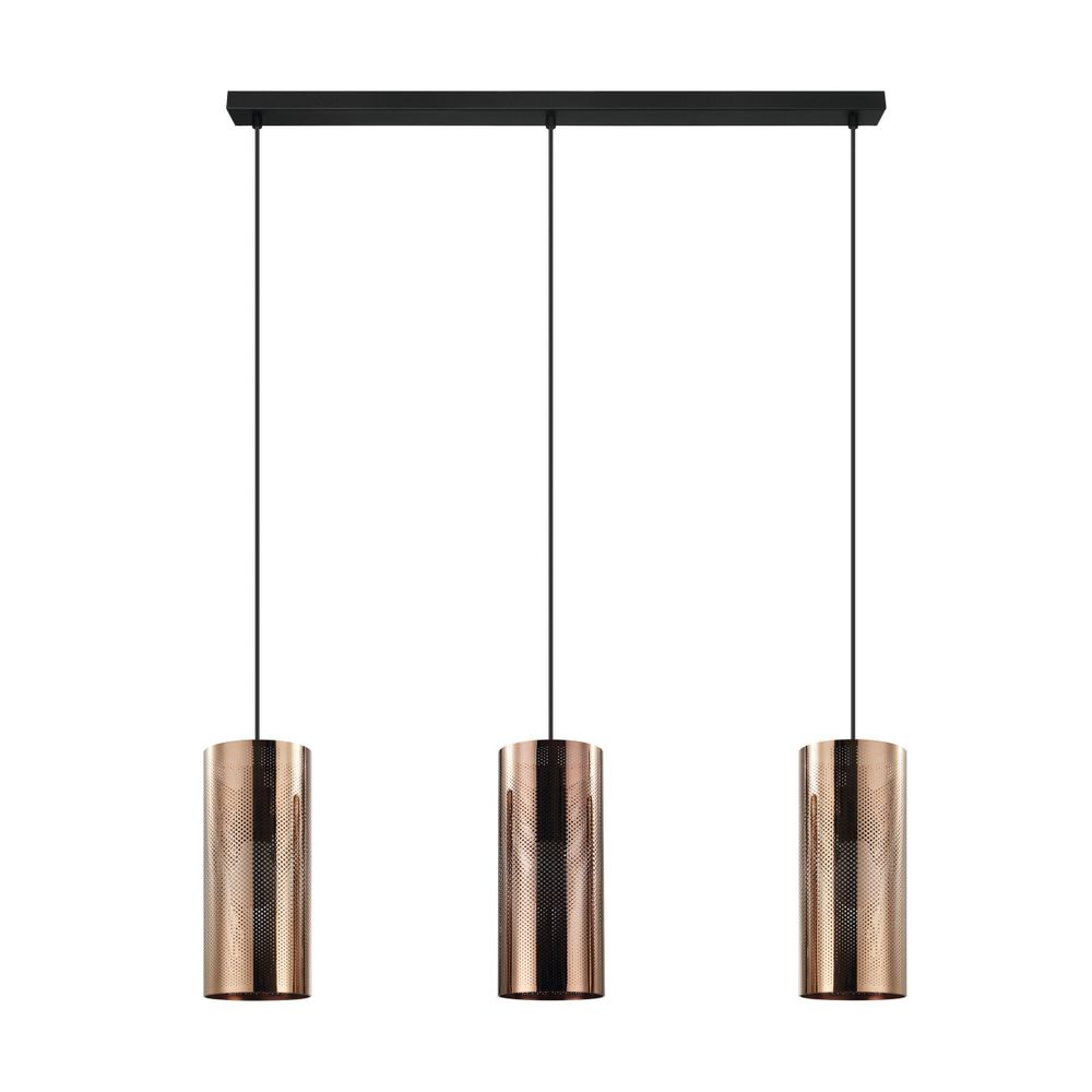 Eglo viseća lampa tabiago e27 3x40w crno/rozo zlatno š:130mm v:1100mm slika 1