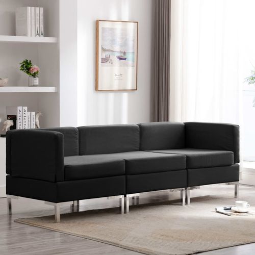 3-dijelni set sofa od tkanine crni slika 16