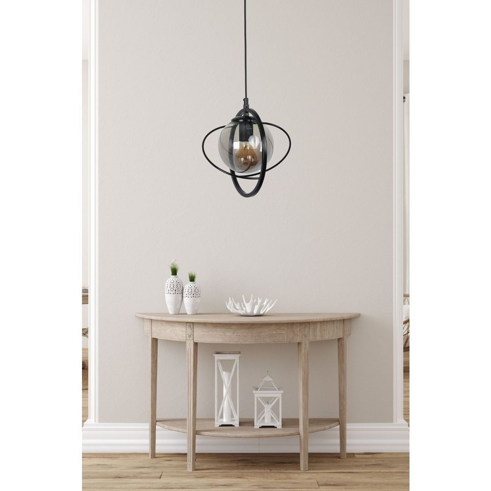 Nepal Tekli Siyah Füme Camlı Sarkıt Lampa - BlackFume Chandelier slika 1