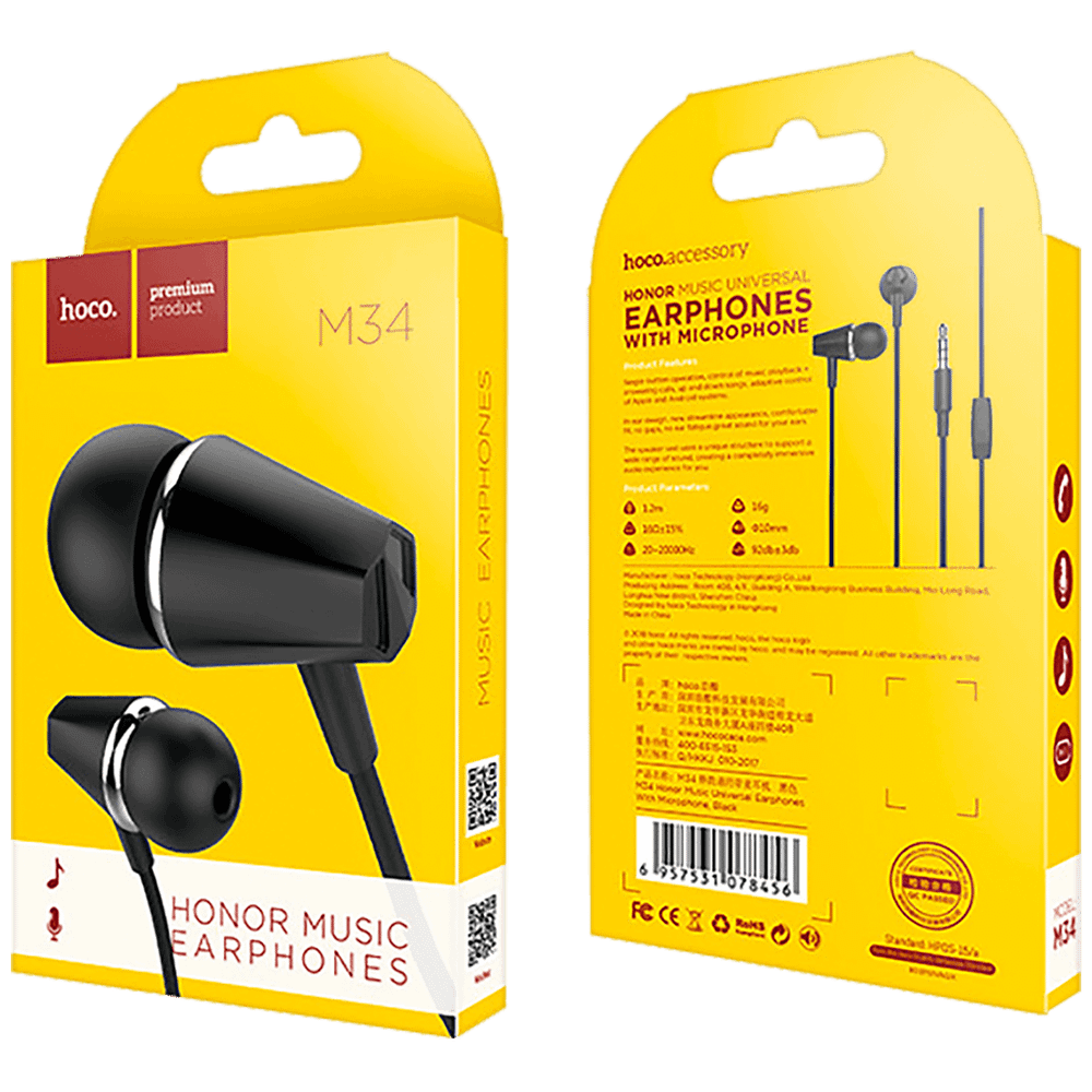 hoco. Slušalice sa mikrofonom, 3.5 mm, dužina kabela 1.2 met, crna - M34 Honor Black slika 2