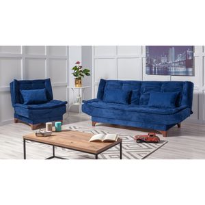 Kelebek-TKM06 0201 Dark Blue Sofa-Bed Set