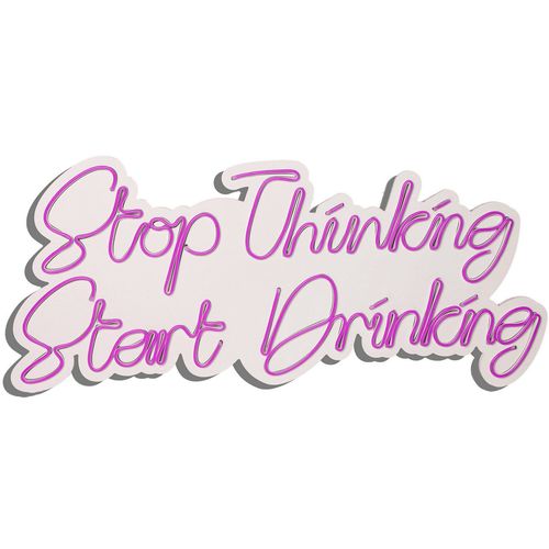 Stop Thinking Start Drinking - Pink Pink Decorative Plastic Led Lighting slika 5