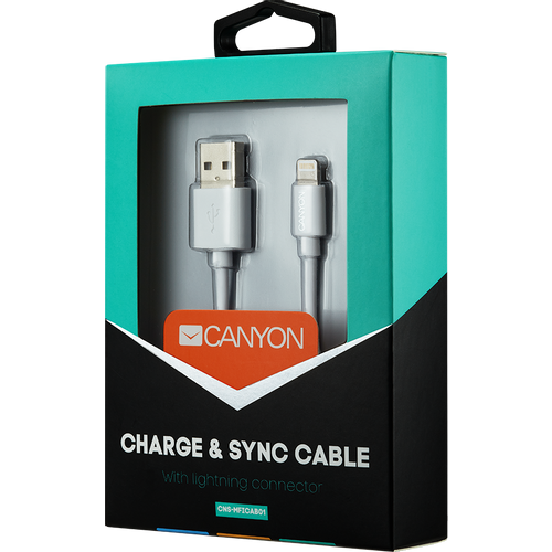 CANYON MFI-1 CNS-MFICAB01W Ultra-compact MFI Cable, certified by Apple, 1M length, 2.8mm , White color slika 1